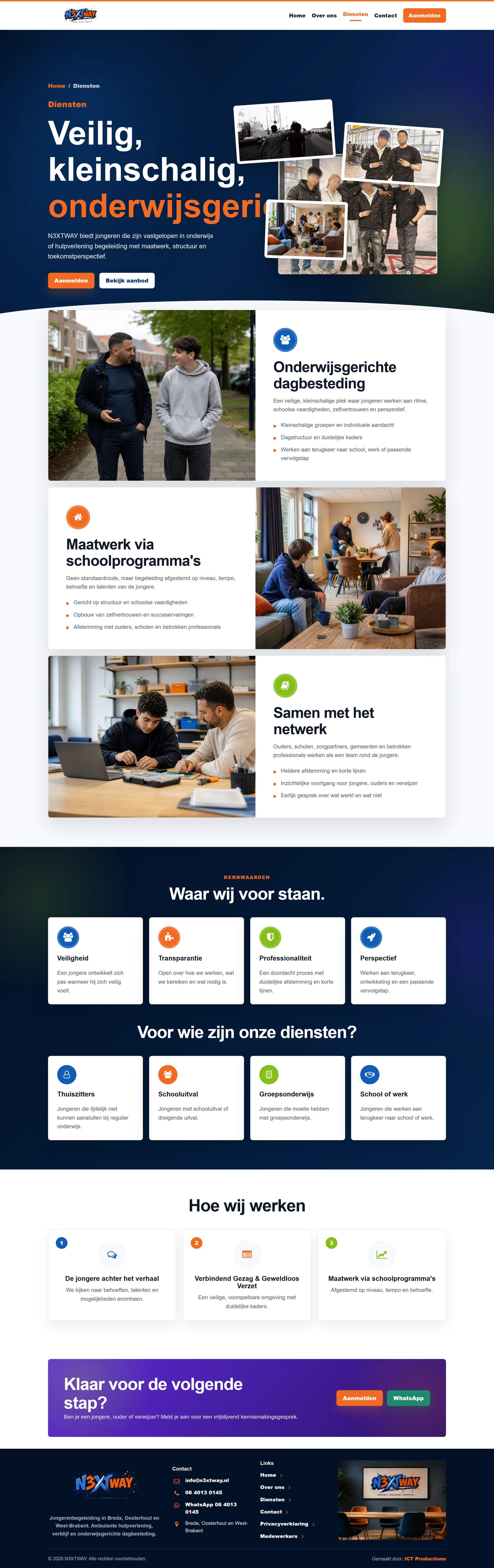 Captura de la página de servicios de N3XTWAY